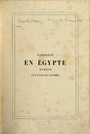 Napoléon en Égypte, Waterloo et le fils de l'homme