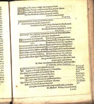 Gratulationes [Beiträger: Georg-Adamus Struve. Ernestus Fridericus Schröter. Henr. Arcularius. Michael Wisius. Joachimus Hensenius ...]