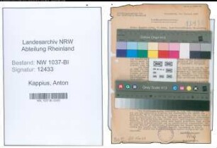 Entnazifizierung Anton Kappius , geb. 24.04.1897 (Landwirtschaftsrat)