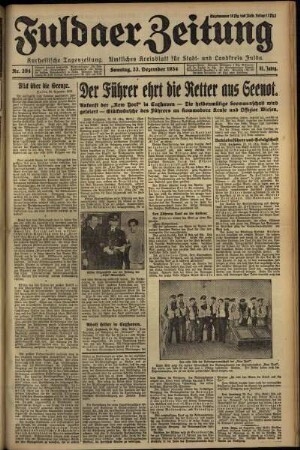 Erste Ausgabe vom Sonntag, den 23. Dezember 1934.