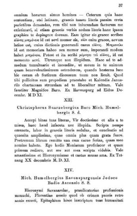 XIV. Mich. Humelbergius Ravenspurgensis Jodoco Badio Ascensio S. S.