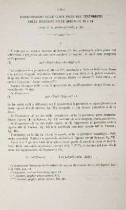 Considerazioni sulle curve piane del terz'ordine, e soluzioni delle quistioni 26e 27.