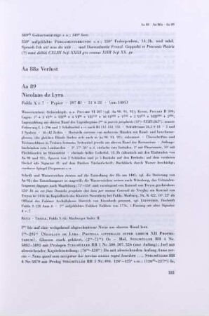 Aa 88a. Verlust