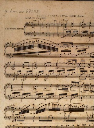 Rondeau de concert pour le pianoforte avec accompagnement de deux violons, alto et violoncelle : oeuvre 27