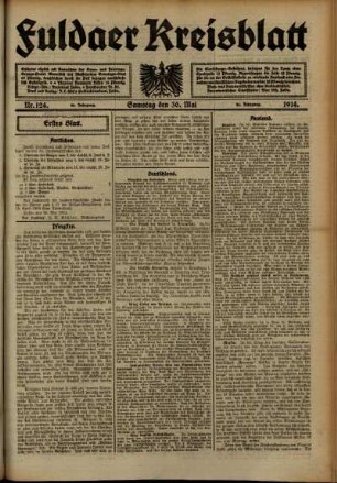 Erste Ausgabe vom Samstag, den 30. Mai 1914.