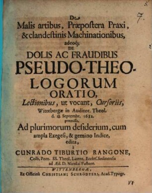De malis artibus ... pseudo-theologorum oratio
