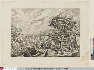 [Landschaft mit Jägern und Falknern; Landscape with Huntsmen and Falconers]