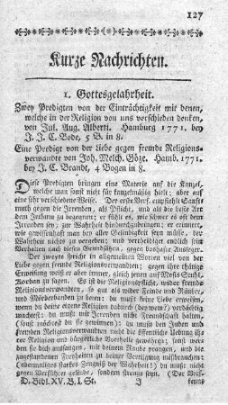 Eine Predigt von der Liebe gegen fremde Religionsverwandte.