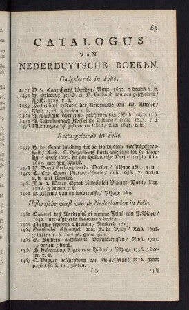 69-92, Catalogus van Nederduytsche Boeken