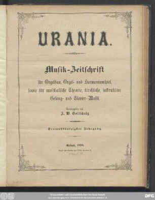 53.1896: Urania : Musik-Zeitschrift für Orgelbau, Orgel- und Harmoniumspiel ; Organ für Orgelbauer, Organisten, Kantoren und Freunde der Tonkunst