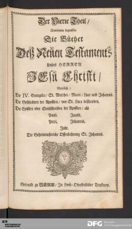 Die Bücher deß Neuen Testaments