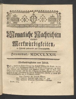 Heumonat, MDCCLXXII