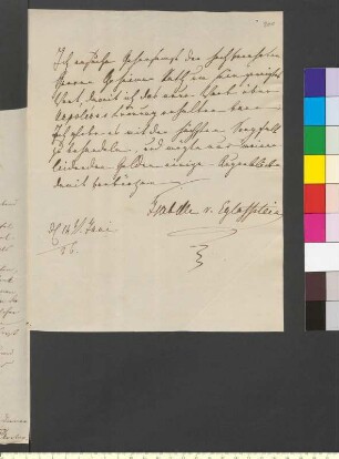Brief von Egloffstein, Isabelle Freifrau von und zu geb. Gräfin Waldner von Freundstein an Goethe, Johann Wolfgang von