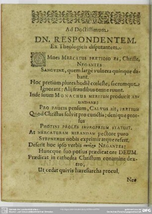 Ad Doctissimum Dn. Respondentem
