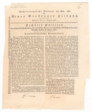 Zeitungsausschnitte und Publikationsfragmente zur Meteorologie und Geologie, nebst Visitenkarte