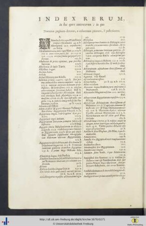 Index rerum, in hoc opere contentarum.