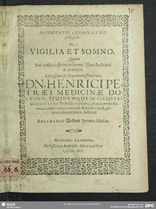 Disputatio Medica Physiologica. De Vigilia Et Somno