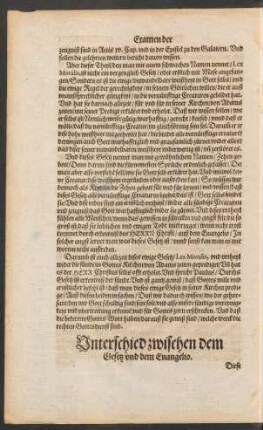 Unterschied zwischen dem Gesetz und dem Evangelio.