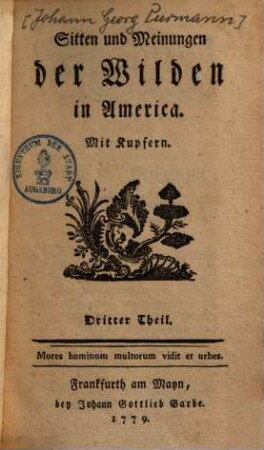 Sitten und Meinungen der Wilden in America, 3