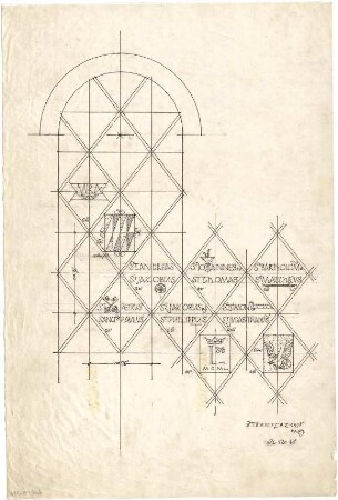 Döllgast, Hans; München; Basilika St. Bonifaz, Wiederaufbau - Fenstergitter (Ansicht)