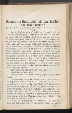 Braucht ein Kulturvolk wie das indische das Evangelium?