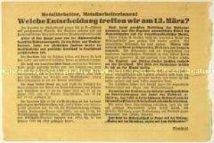 Aufruf des Deutschen Metallarbeiter-Verbandes zur Wahl von Paul von Hindenburg zum Reichspräsidenten 1932