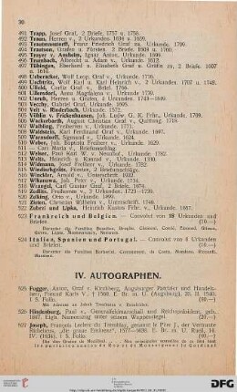 IV. Autographen (Nr. 525-535)