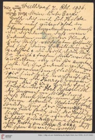 Korrespondenz von Alice und Ludwig Klein: Postkarte von Alice Klein und Ludwig Klein an Irmgard Klein