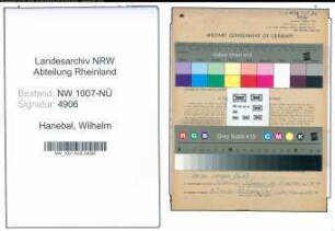 Entnazifizierung Wilhelm Hanebal , geb. 29.12.1905 (Bildhauer)