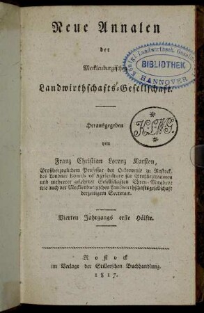 4.1817: Neue Annalen der Mecklenburgischen Landwirthschafts-Gesellschaft