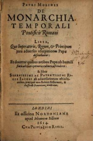 De Monarchia temporali Pontificis Romani Liber
