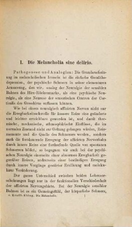 Die Melancholie : eine klinische Studie