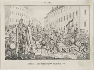 Barricade am Stephansplatz den 26 Mai 1848.