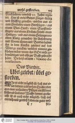Das Vierdte. Ubel gelebt / übel gestorben.