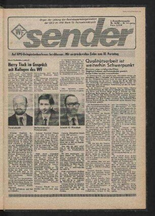 Betriebszeitung 'WF-Sender', Nr.36/1985 (2. Dezemberausgabe 1985)