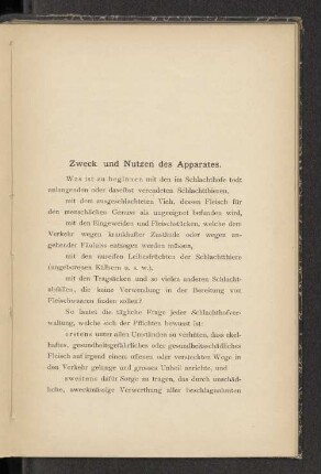Zweck und Nutzung des Apparates.