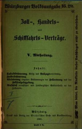 Zoll-, Handels- und Schifffahrts-Verträge, 5. Tabaksbesteuerung ...