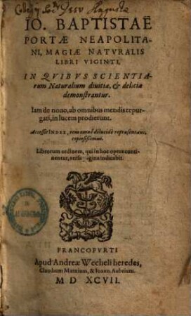 Magiae naturalis libri viginti