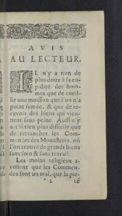 Avis au lecteur.