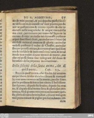 Della felicità della santa anima, che di quì si parte. Cap. 23.