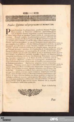 Paulus Quintus ad perpetuam rei memoriam