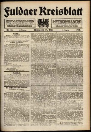 Ausgabe vom Montag, den 29. Mai 1911.