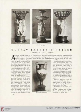 4: Gustav Frederik Hetsch : Porcelainer i Statseje