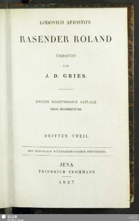 3: Lodovico Ariosto's Rasender Roland