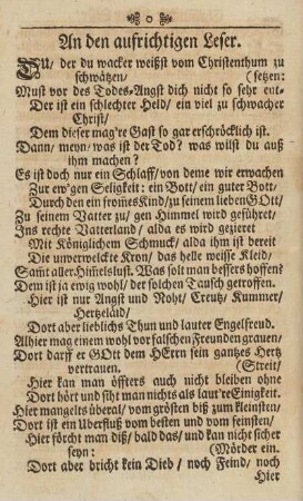 An den aufrichtigen Leser