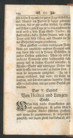Das V. Capitel Von Hectica und Lungen-Sucht