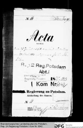 Ortsstatuten auf Grund des § 11 der Städteordnung vom 30. Mai 1853 in Wittenberge