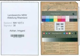 Entnazifizierung Irmgard Adrian , geb. 27.08.1909 ()