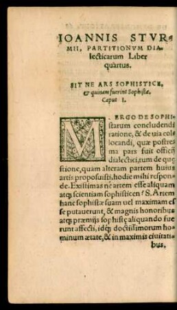Ioannis Sturmii, Partitionum Dialecticarum Liber quartus.