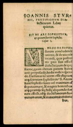 Ioannis Sturmii, Partitionum Dialecticarum Liber quartus.